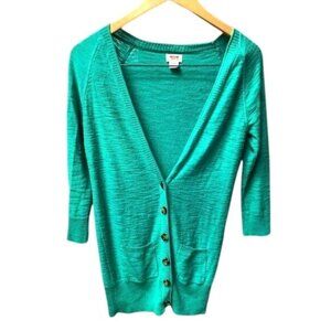 Mossimo 100% Cotton V-Neck Green Sweater- XS